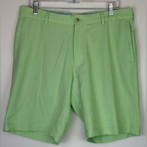 PETER MILLAR Wrightsville Mens 9" Performance Golf Shorts Lime Classic Fit Sz 33